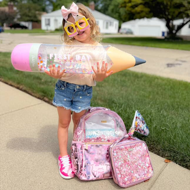 Pink Bow Confetti Clear Backpack
