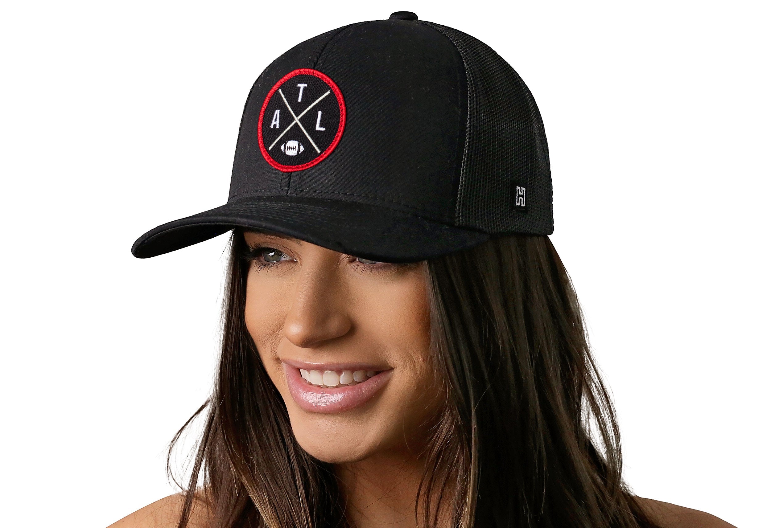 Atlanta Trucker Hat  |  Black ATL X Football Snapback