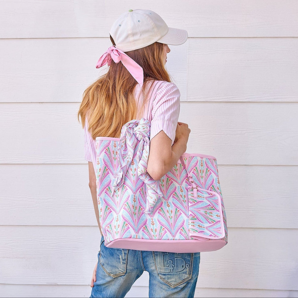 Petals & Plumes Oversized Tote Bag with Wallet
