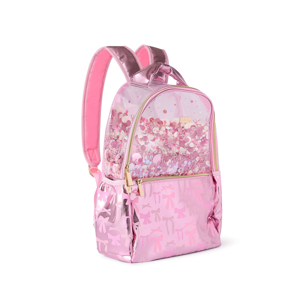 Pink Bow Confetti Clear Backpack