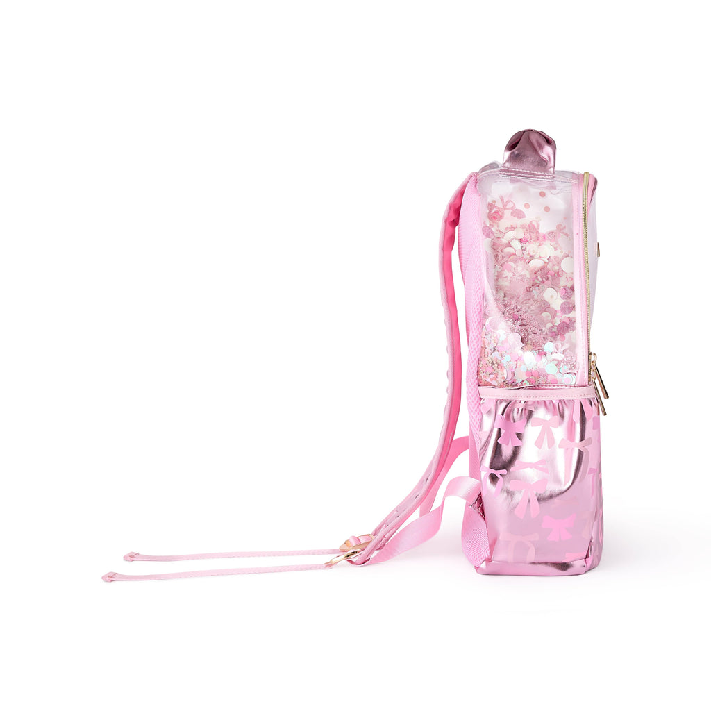 Pink Bow Confetti Clear Backpack