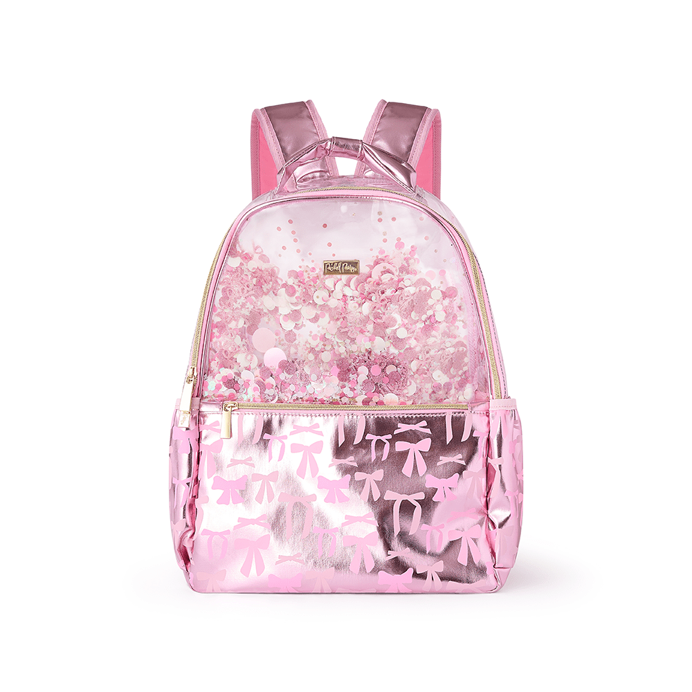Pink Bow Confetti Clear Backpack