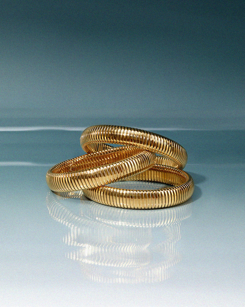Flex Snake Chain Bracelet- Set of 3 (12mm wide)- Gold