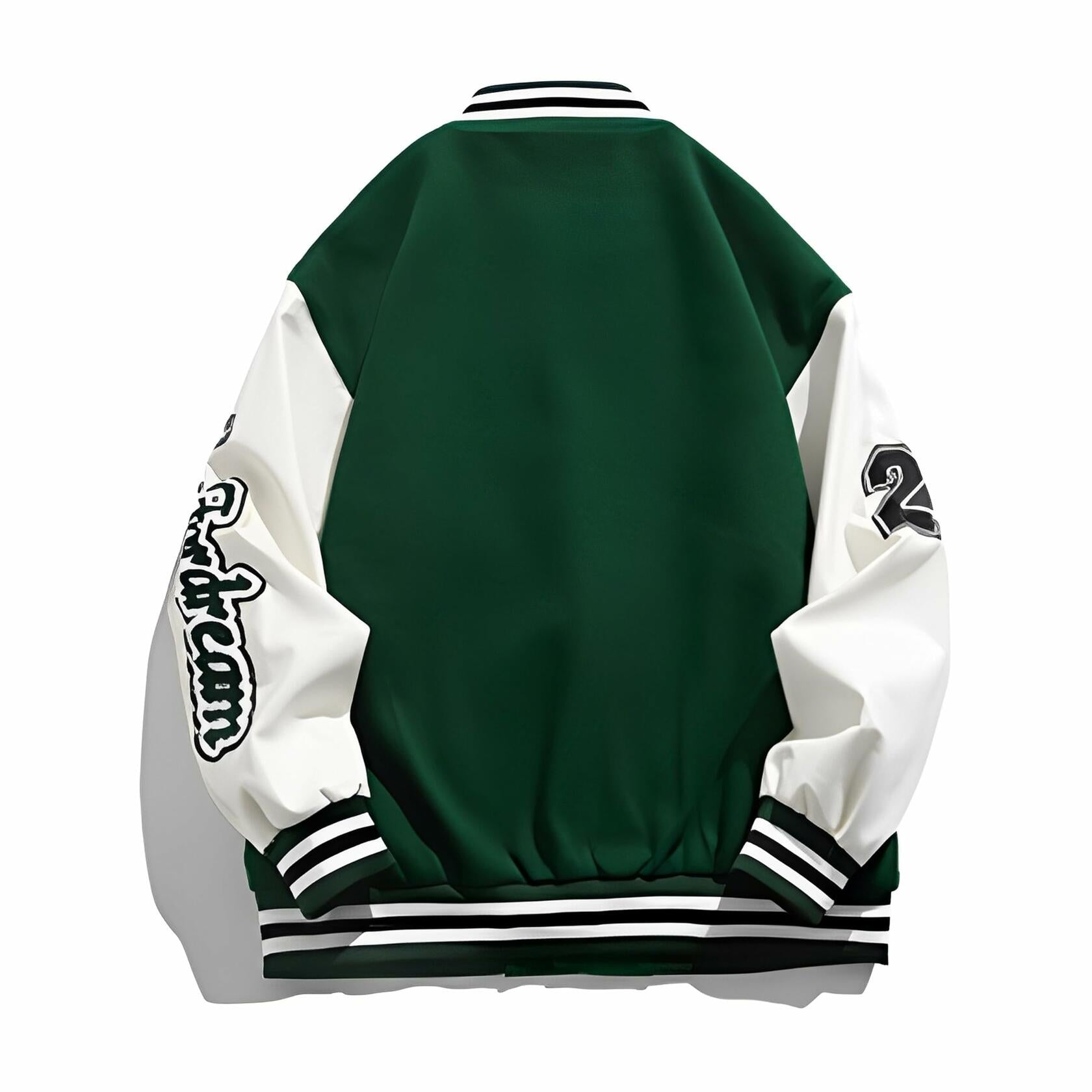 Crazyfire Mens Varsity Letterman Bomber Jacket Leather Sleeves Black Size S