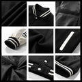 Crazyfire Mens Varsity Letterman Bomber Jacket Leather Sleeves Black Size S