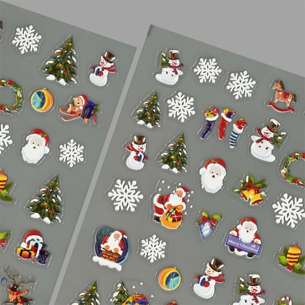 Namrec Christmas Nail Decals 5D Embossed Tree Santa Snowflake 2 Sheets