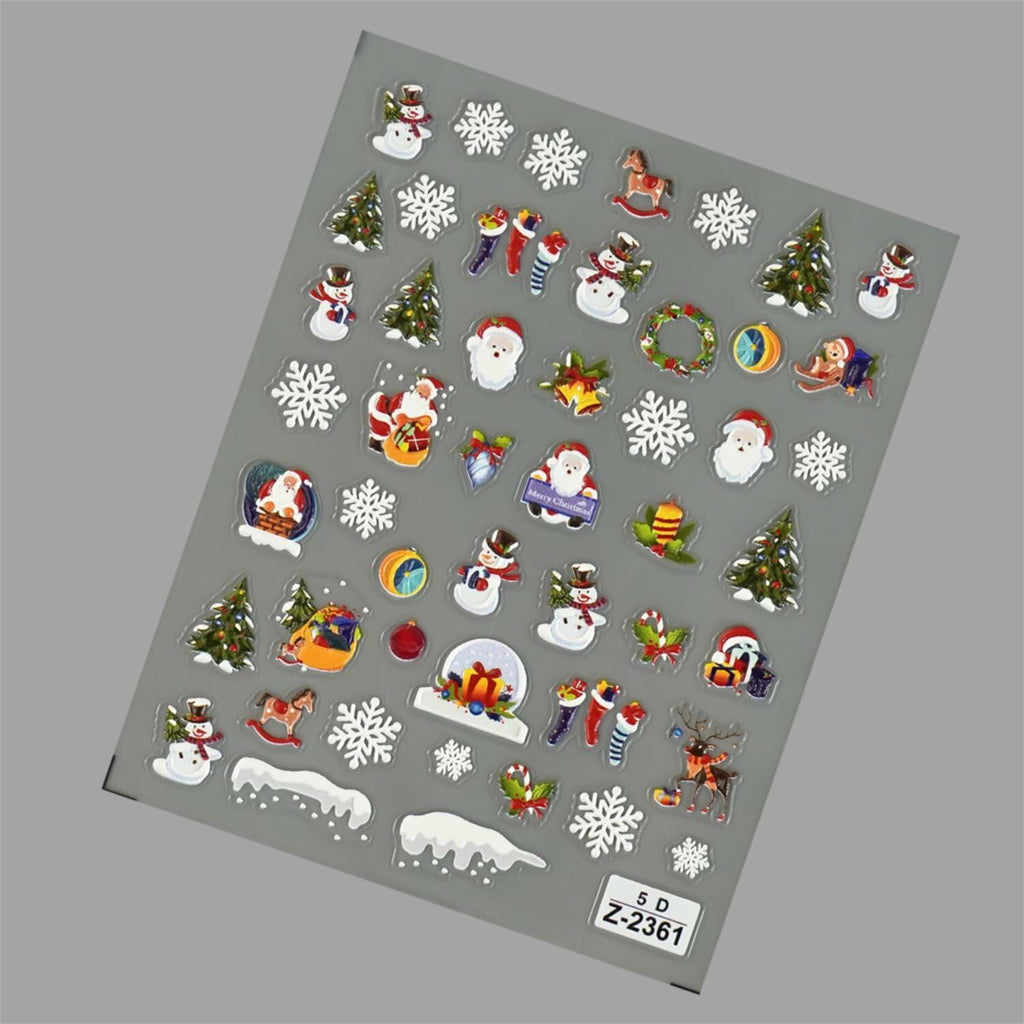 Namrec Christmas Nail Decals 5D Embossed Tree Santa Snowflake 2 Sheets