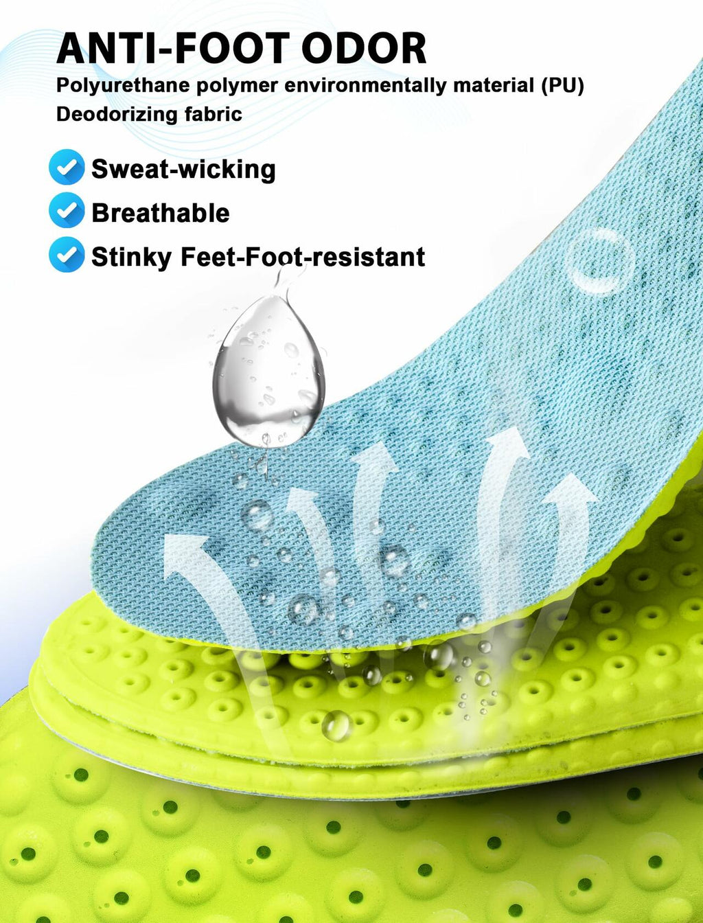 MARRDO 4D Cloud Soles Insoles Soft Shock Arch Support Blue Men 10-11 Women 11.5